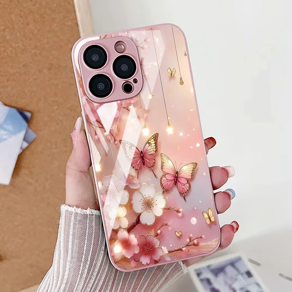Luxury iPhone Case Shockproof Marble Pattern — Tempered Glass Cover, Anti-Scratch, Dustproof, Lightweight, Geometric & Pictorial Design