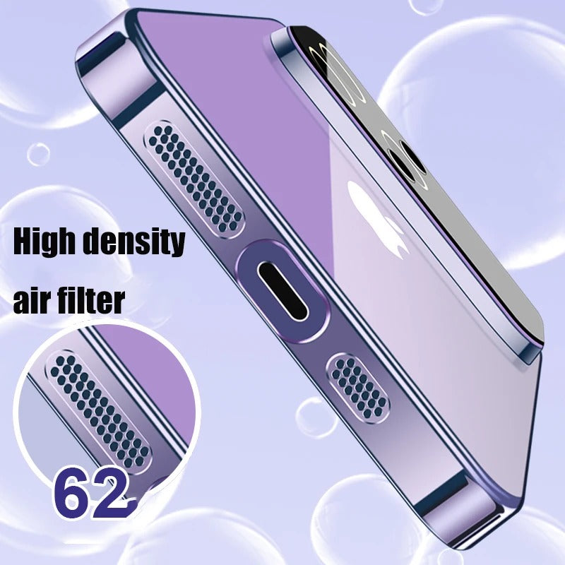 Luxury iPhone Case Tempered Glass Camera Protection — Transparent Acrylic Hard Cover, Plated Edges, Slim Shockproof Design, Scratch-Resistant Clear Finish