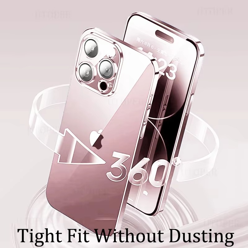 Luxury iPhone Case Transparent Plating Soft TPU Cover — Ultra-Thin Clear Design, HD Camera Lens Protection, Shockproof Anti-Fingerprint Scratch-Resistant Finish