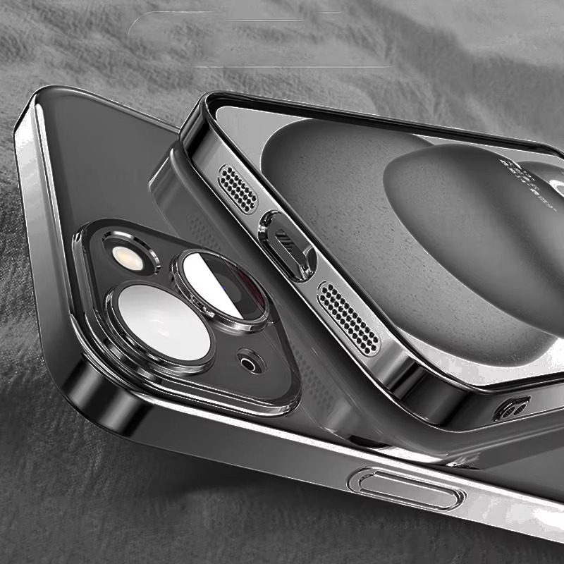 Luxury iPhone Case Transparent Plating Soft TPU Cover — Ultra-Thin Clear Design, HD Camera Lens Protection, Shockproof Anti-Fingerprint Scratch-Resistant Finish