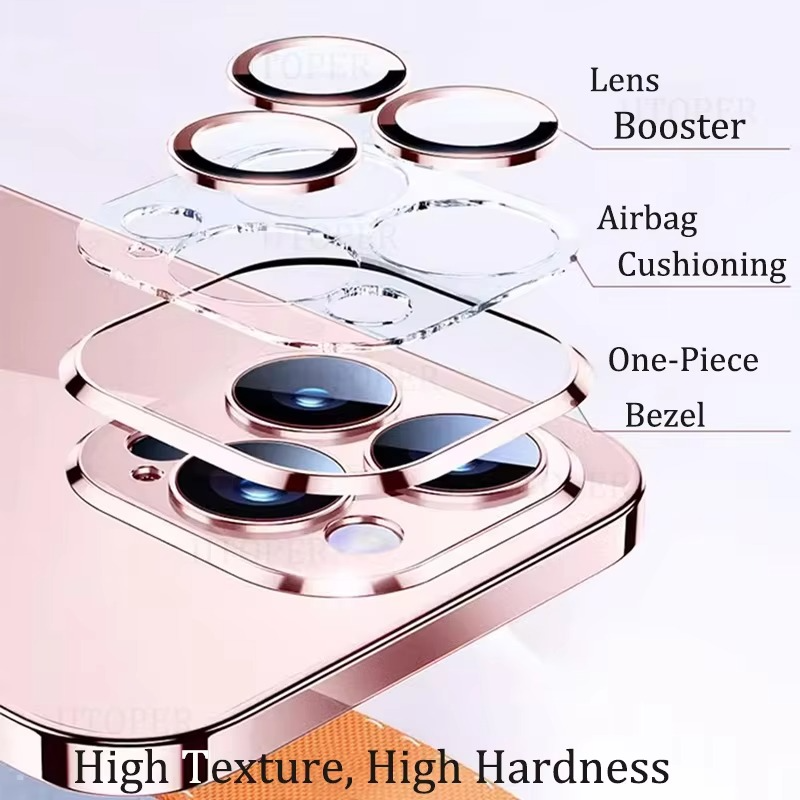Luxury iPhone Case Transparent Plating Soft TPU Cover — Ultra-Thin Clear Design, HD Camera Lens Protection, Shockproof Anti-Fingerprint Scratch-Resistant Finish