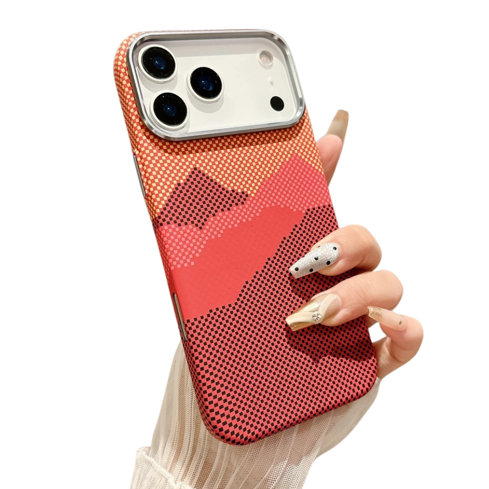 Luxury iPhone Case — 1500D Kevlar Carbon Fiber MagSafe Cover with Metal Lens Ring, Shockproof Anti-Fingerprint Anti-Scratch Textured Design