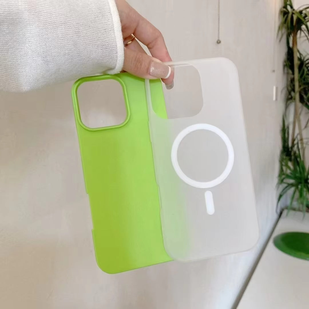 Luxury iPhone Case — 2-in-1 Candy Color MagSafe Cover with Magnetic Wireless Charging, Matte Soft PC+TPU Half-Wrapped Design
