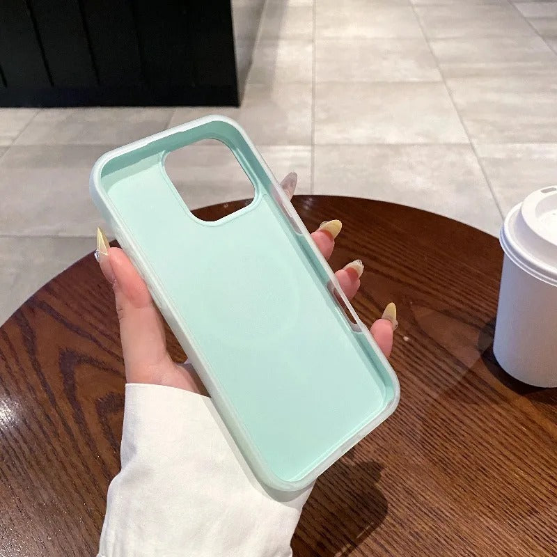 Luxury iPhone Case — 2-in-1 Candy Color MagSafe Cover with Magnetic Wireless Charging, Matte Soft PC+TPU Half-Wrapped Design