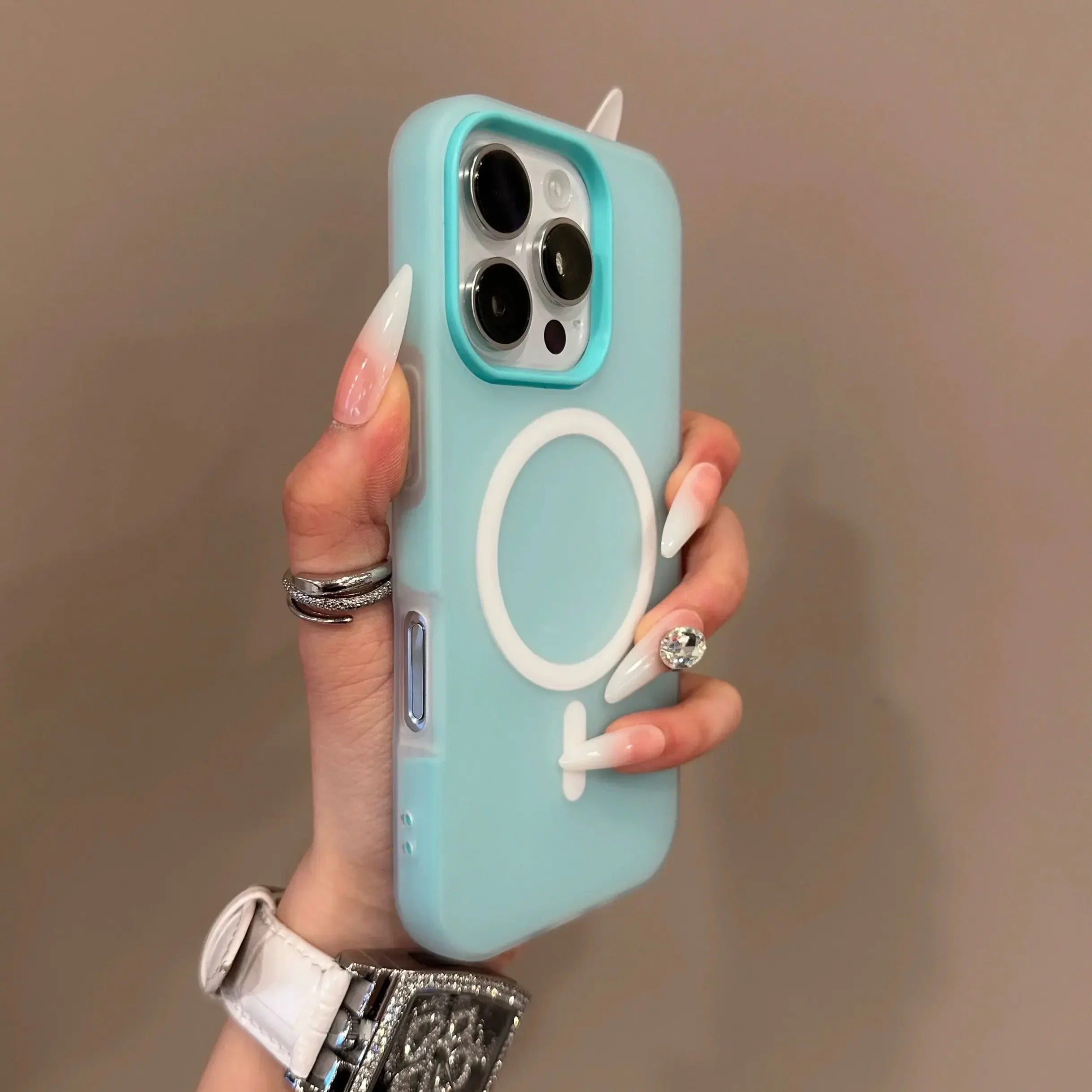 Luxury iPhone Case — 2-in-1 Candy Color MagSafe Cover with Magnetic Wireless Charging, Matte Soft PC+TPU Half-Wrapped Design