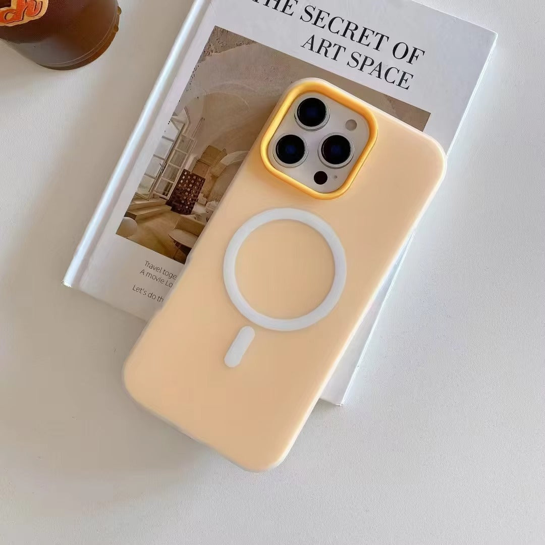 Luxury iPhone Case — 2-in-1 Candy Color MagSafe Cover with Magnetic Wireless Charging, Matte Soft PC+TPU Half-Wrapped Design