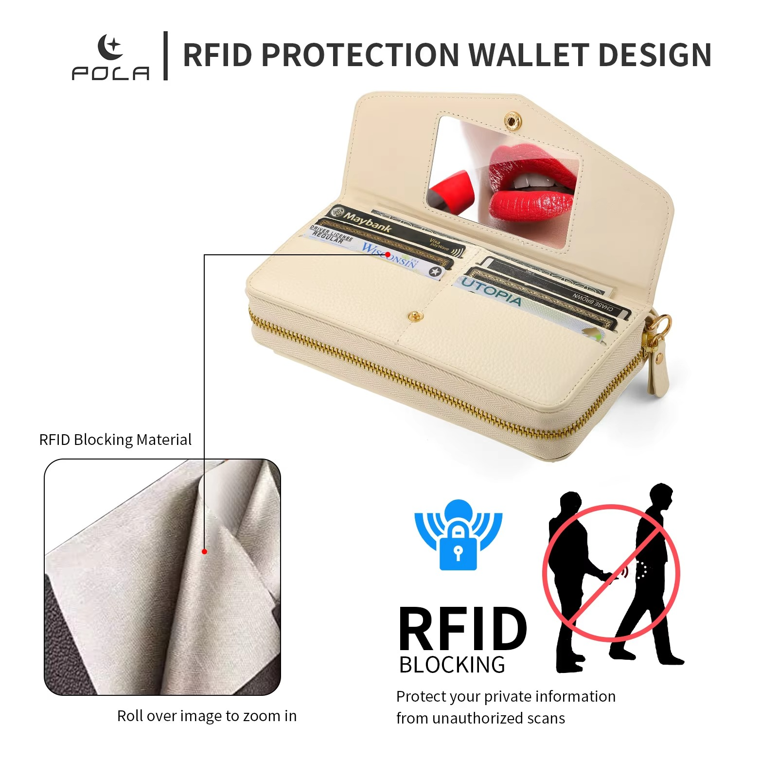 Luxury iPhone Case — 2-in-1 Detachable Leather Wallet Cover with Zipper Card Slot, Crossbody Lanyard, Magnetic Closure and Dual-Layer Protective Design