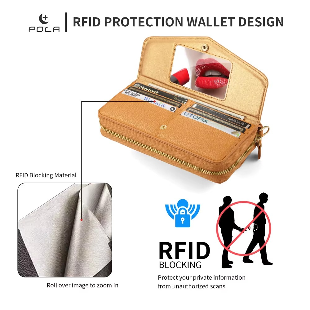 Luxury iPhone Case — 2-in-1 Detachable Leather Wallet Cover with Zipper Card Slot, Crossbody Lanyard, Magnetic Closure and Dual-Layer Protective Design