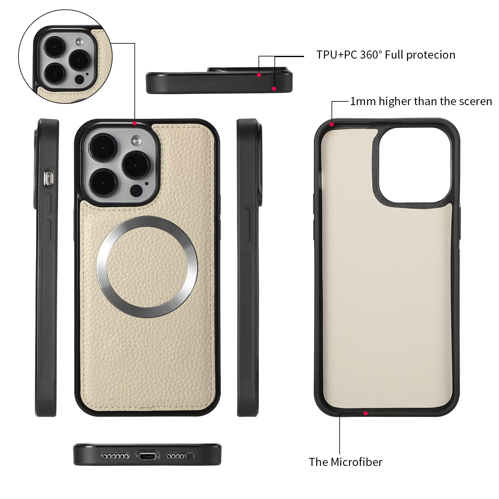 Luxury iPhone Case — 2-in-1 Detachable Leather Wallet Cover with Zipper Card Slot, Crossbody Lanyard, Magnetic Closure and Dual-Layer Protective Design