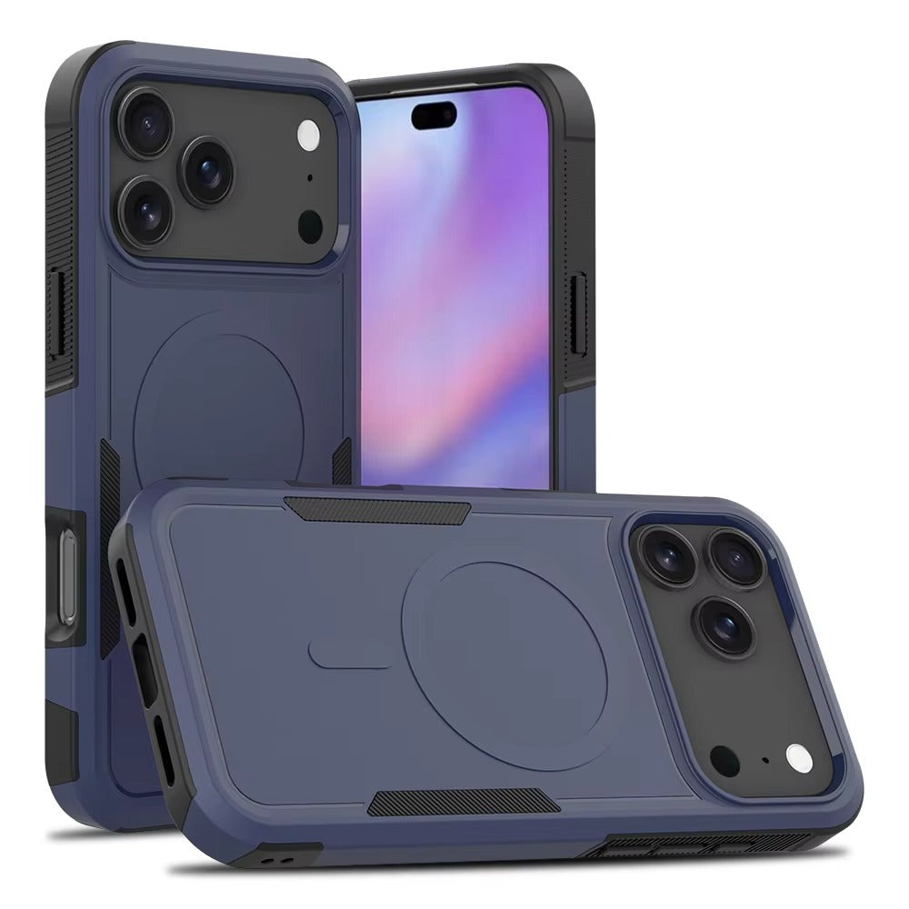 Luxury iPhone Case — 2-in-1 Heavy Armor Magnetic Charging Cover with Shockproof PC+TPU Matte Protective Design