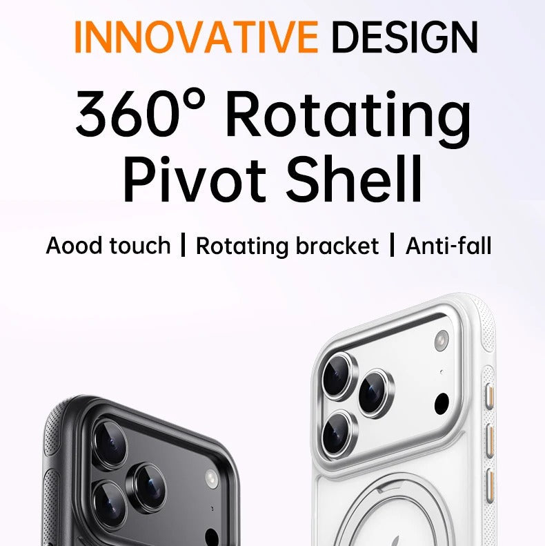 Luxury iPhone Case — 360° Mechanical Torque Rotating Stand Magnetic MagSafe Shockproof Cover