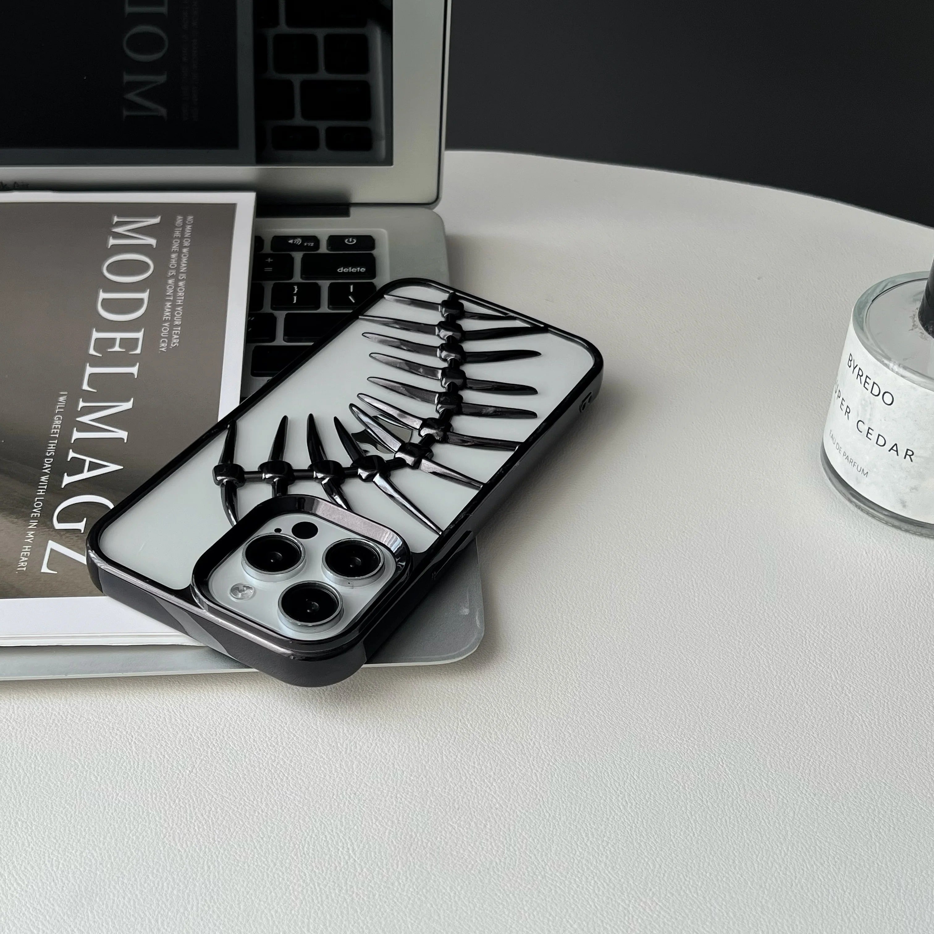 Luxury iPhone Case — 3D Plating Fish Bone Hollow Armor Cover with Heat Dissipation, Matte Anti-Glare Shockproof Protective Design