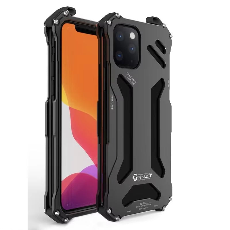 Luxury iPhone Case — Aluminum Alloy Metal Armor Cover with Cooling Design, Military-Grade Shockproof Protection, Heavy-Duty Anti-Scratch Matte Finish & Non-Slip Grip