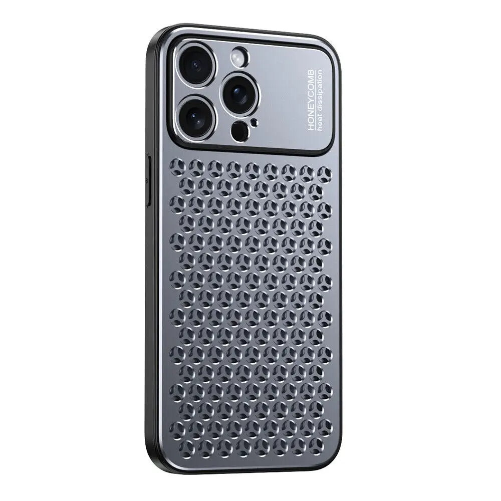 Luxury iPhone Case — Aluminum Alloy Metal Breathable Back Cover with Anti-Fingerprint & Scratch-Resistant Protection