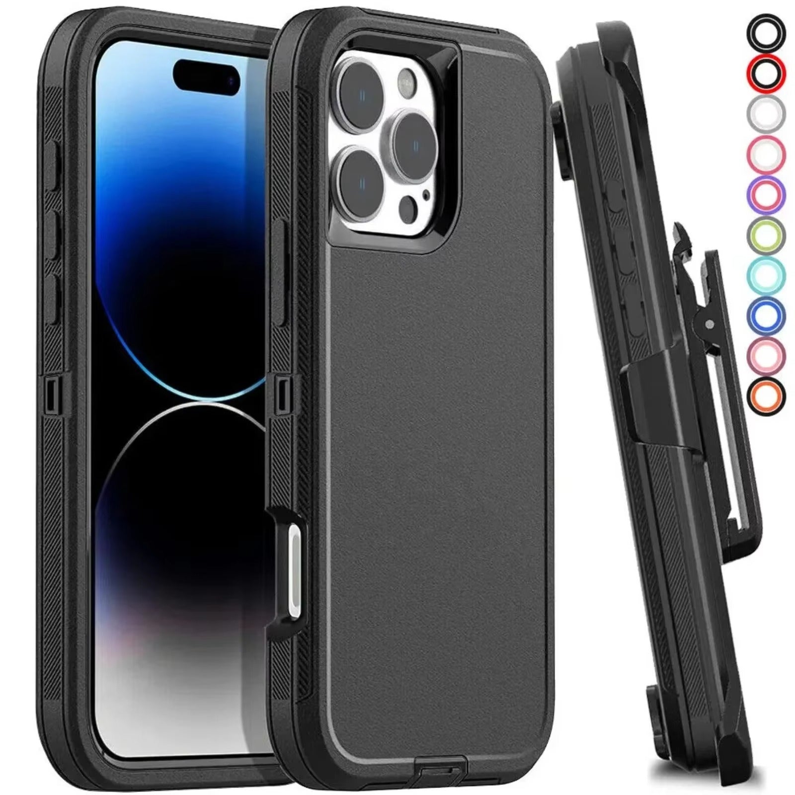 Luxury iPhone Case — Armor Box Dual-Layer PC+TPU Protective Cover with Belt Clamp, Heavy-Duty Shockproof Design, Kickstand and Matte Anti-Slip Finish