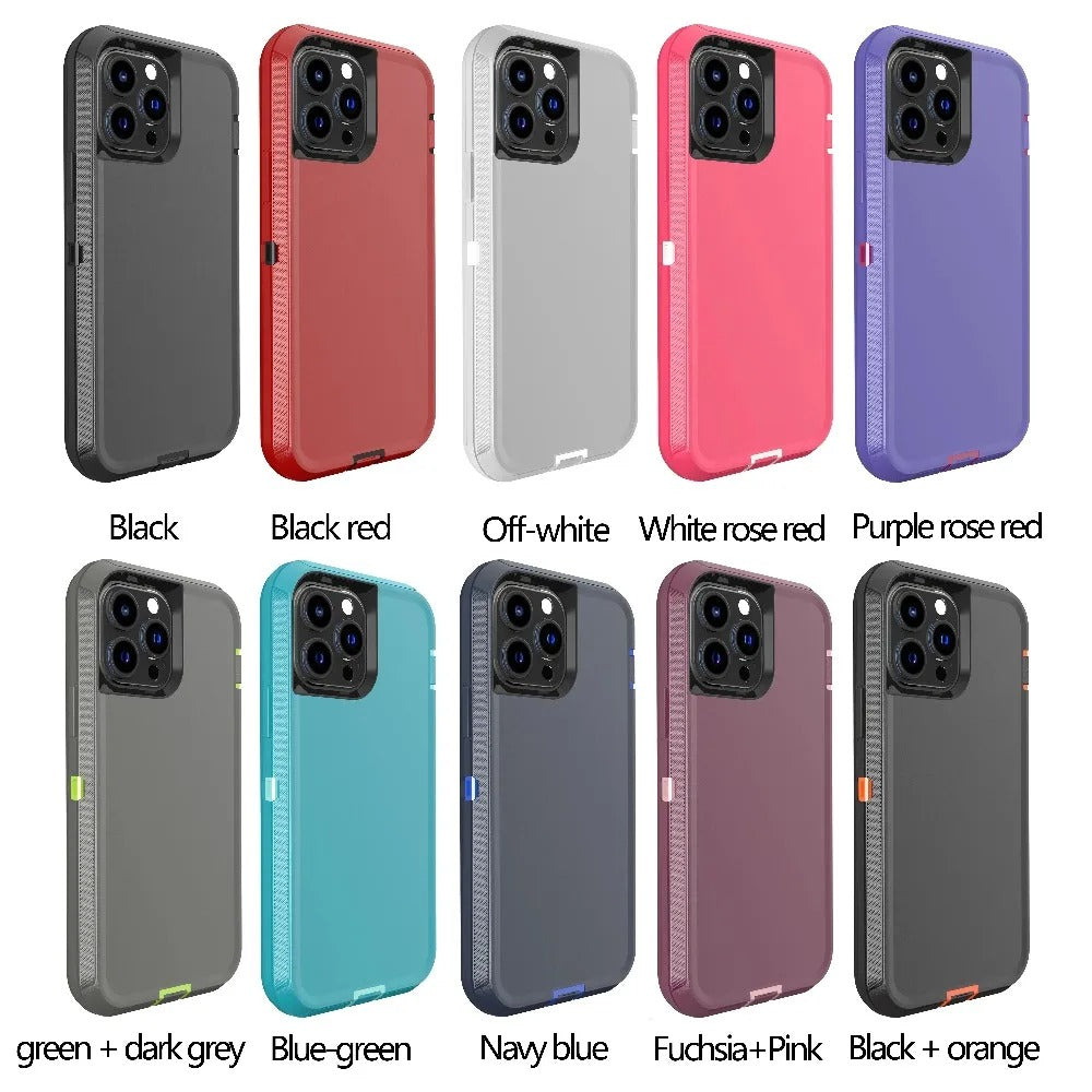 Luxury iPhone Case — Armor Box Dual-Layer PC+TPU Protective Cover with Belt Clamp, Heavy-Duty Shockproof Design, Kickstand and Matte Anti-Slip Finish