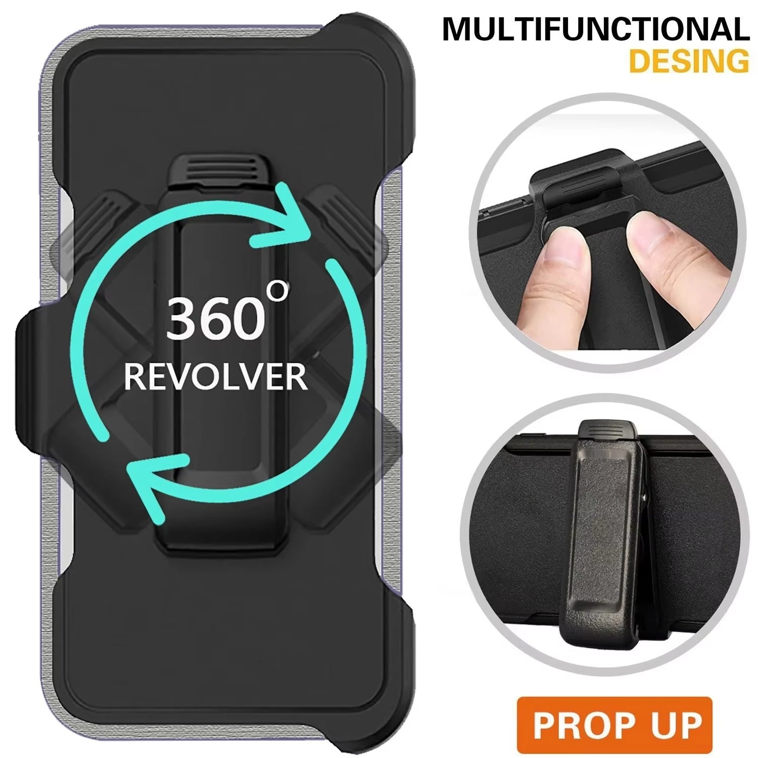 Luxury iPhone Case — Armor Box Dual-Layer PC+TPU Protective Cover with Belt Clamp, Heavy-Duty Shockproof Design, Kickstand and Matte Anti-Slip Finish