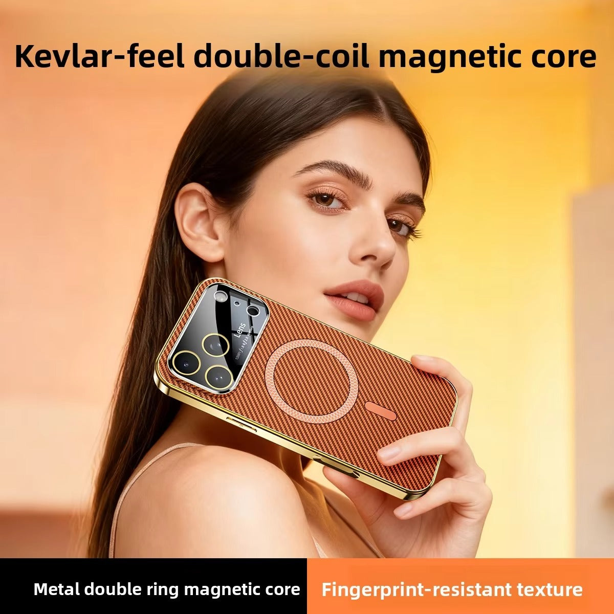 Luxury iPhone Case — Carbon-Fiber Pattern MagSafe Wireless-Charging Cover with Shockproof Plating Design and Slim TPU Protection