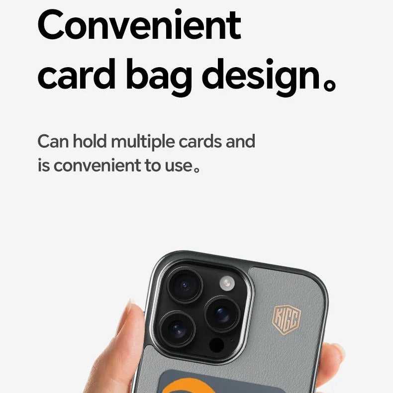 Luxury iPhone Case — Card Holder Bag with Matte Shockproof Leather Cover, Anti-Fingerprint Anti-Scratch Half-Wrapped PC+TPU Design, Textured Letter Finish