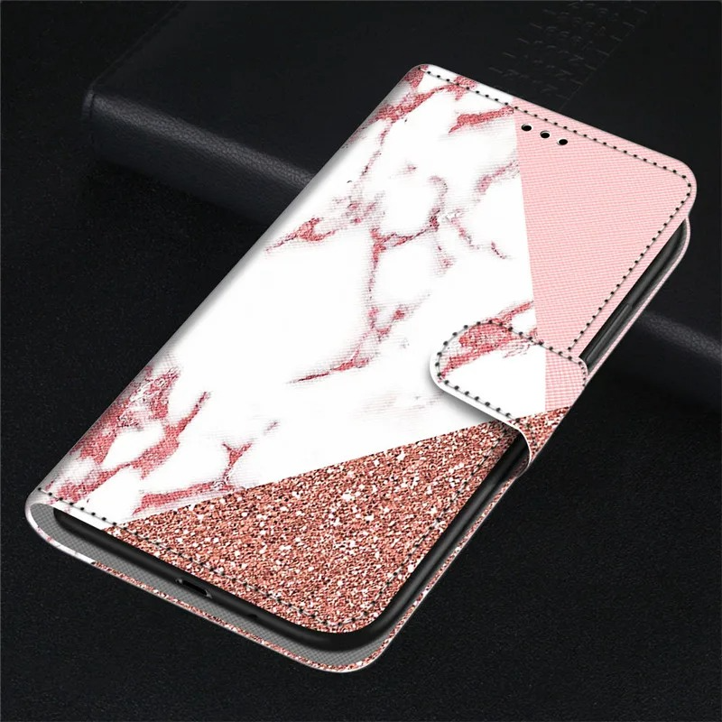 Luxury iPhone Case — Cartoon & Floral Flip Wallet Book Stand, Shockproof Leather Cover with Lanyard