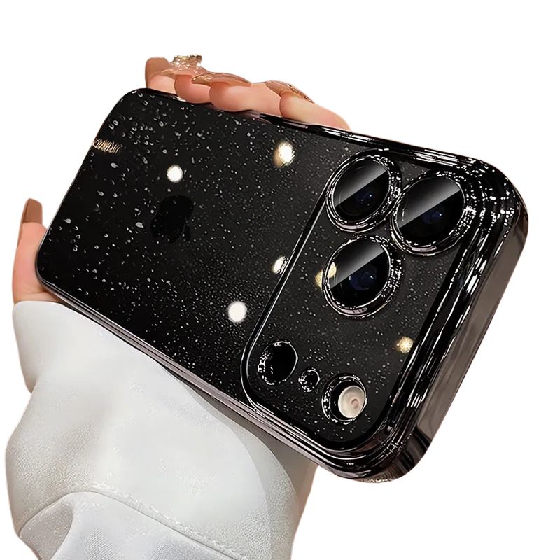 Luxury iPhone Case — Clear Glitter Plating Camera-Protector Cover with Shockproof Anti-Fingerprint Anti-Scratch Hard PC Design & Lightweight Non-Slip Finish