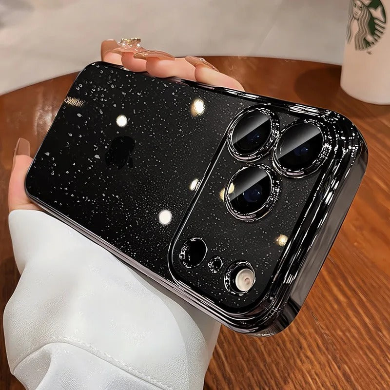 Luxury iPhone Case — Clear Glitter Plating Camera-Protector Cover with Shockproof Anti-Fingerprint Anti-Scratch Hard PC Design & Lightweight Non-Slip Finish