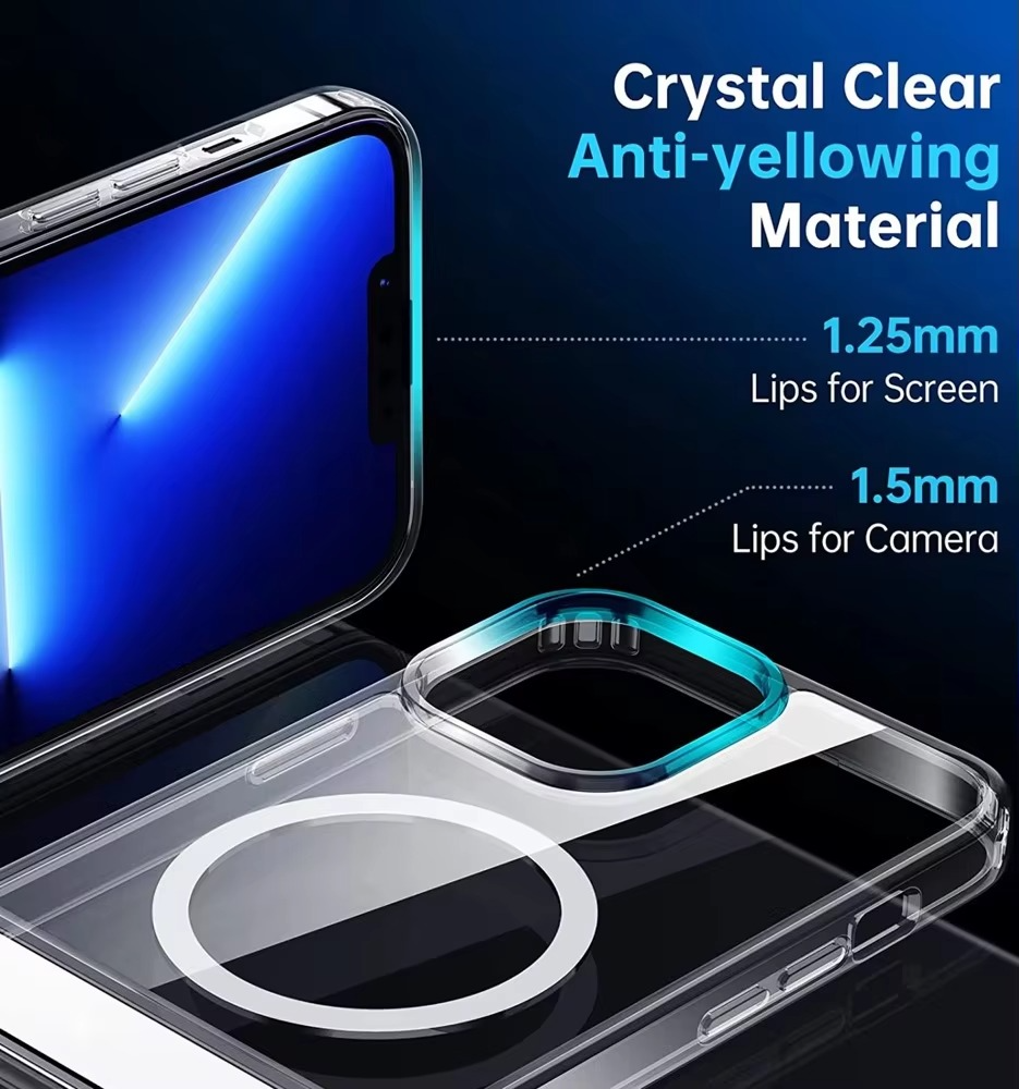 Luxury iPhone Case — Clear Magnetic Stand Cover with Built-In Kickstand, Waterproof Shockproof Protection & Lightweight Non-Slip Design