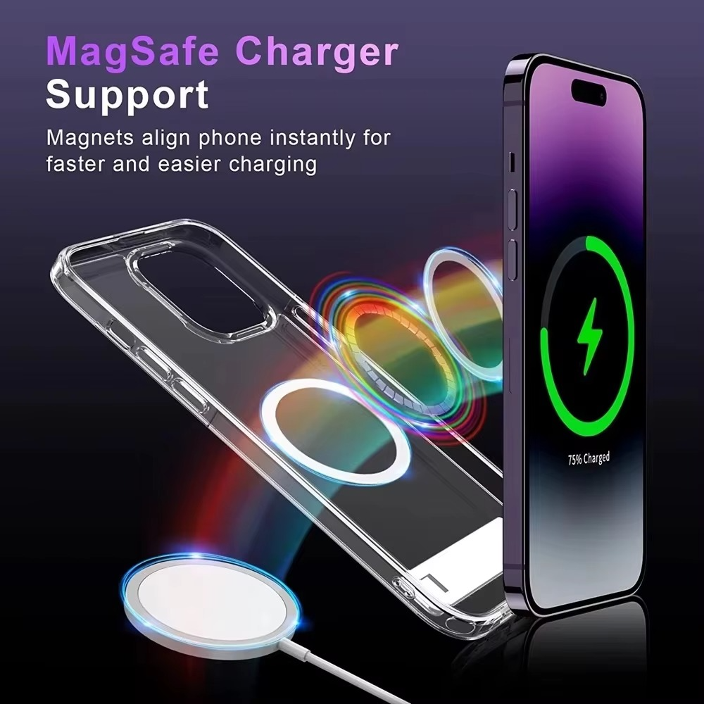 Luxury iPhone Case — Clear Magnetic Stand Cover with Built-In Kickstand, Waterproof Shockproof Protection & Lightweight Non-Slip Design