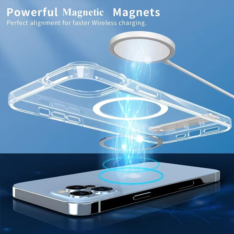Luxury iPhone Case — Clear Magnetic Stand Cover with Built-In Kickstand, Waterproof Shockproof Protection & Lightweight Non-Slip Design