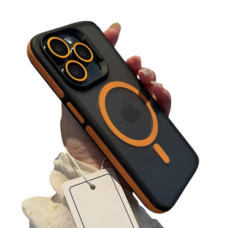 Luxury iPhone Case — Colorblock Translucent MagSafe Magnetic Cover with Frosted Shockproof Anti-Slip Design