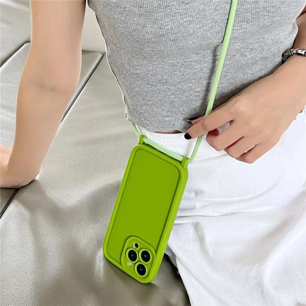 Luxury iPhone Case — Crossbody Adjustable Lanyard Strap, Anti-Fingerprint, Anti-Scratch, Dustproof Soft Protective Cover