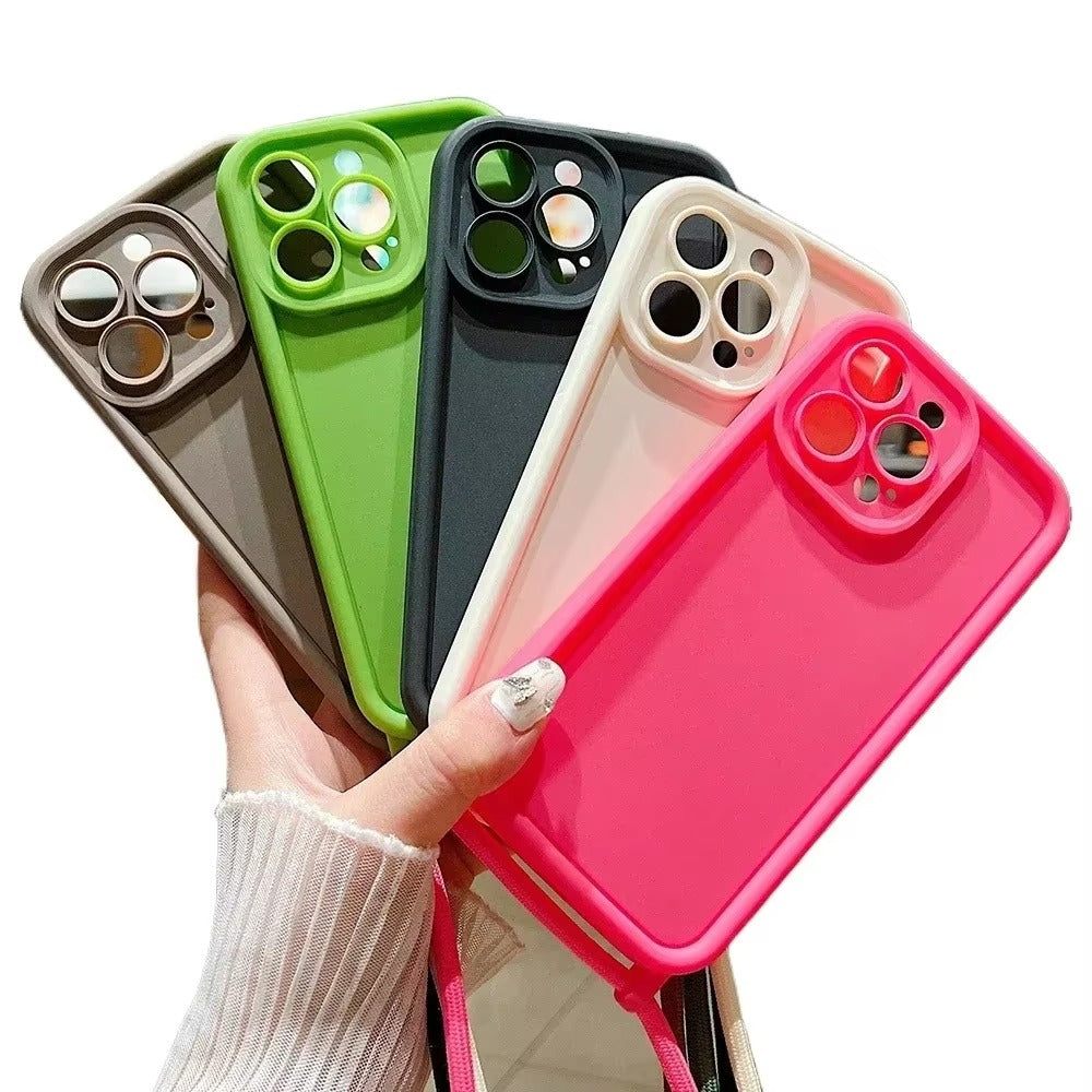 Luxury iPhone Case — Crossbody Adjustable Lanyard Strap, Anti-Fingerprint, Anti-Scratch, Dustproof Soft Protective Cover