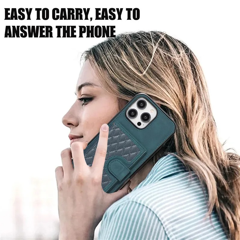 Luxury iPhone Case — Crossbody Leather Wallet Cover with Card Slots, Lanyard, Flip Stand, Magnetic Shockproof Anti-Fingerprint Full-Protection Design