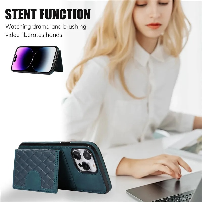 Luxury iPhone Case — Crossbody Leather Wallet Cover with Card Slots, Lanyard, Flip Stand, Magnetic Shockproof Anti-Fingerprint Full-Protection Design