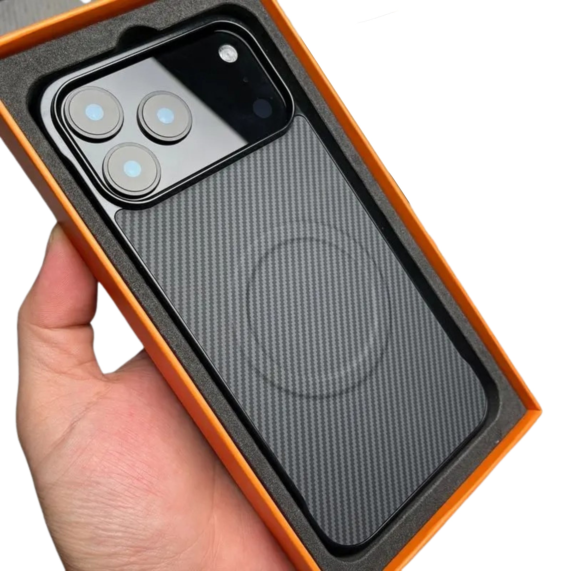 Luxury iPhone Case — Hard Carbon-Fiber Magnetic Cover with Slim Shockproof TPU Bumper, Matte Anti-Fingerprint Finish and MagSafe Wireless-Charging Design