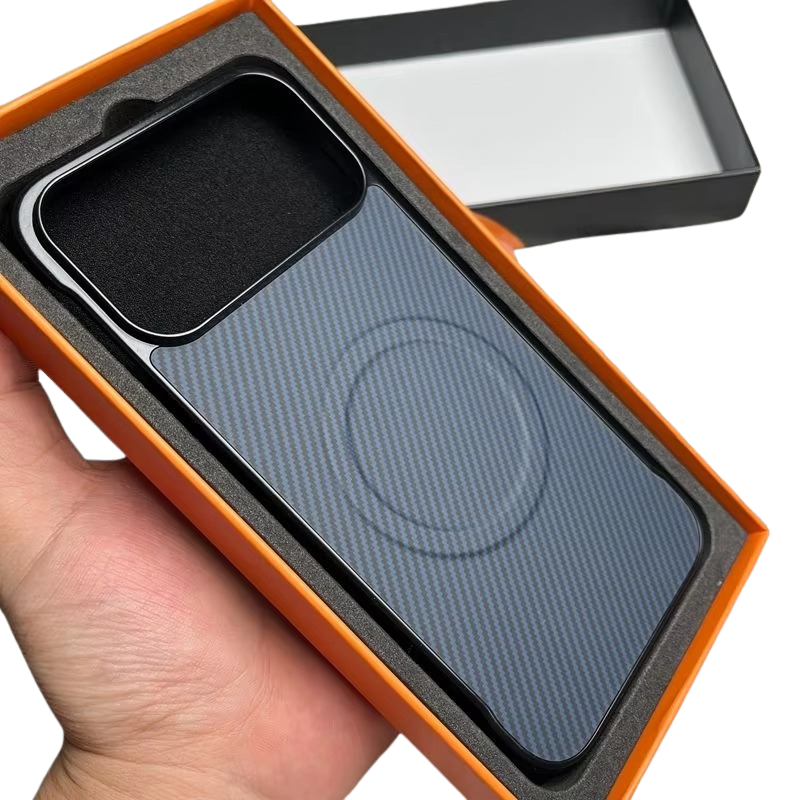 Luxury iPhone Case — Hard Carbon-Fiber Magnetic Cover with Slim Shockproof TPU Bumper, Matte Anti-Fingerprint Finish and MagSafe Wireless-Charging Design