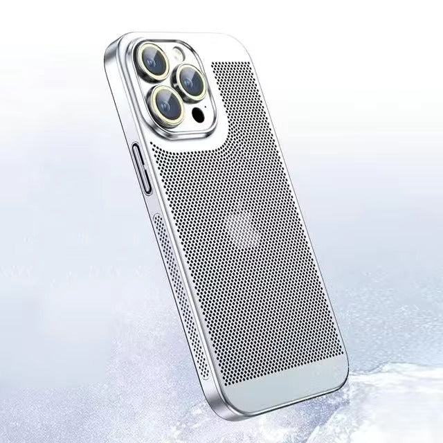 Luxury iPhone Case — Heat-Dissipation Electroplated Hollow PC Shell with Lightweight Anti-Fingerprint Anti-Scratch Cooling Design & Non-Slip Half-Wrapped Protection