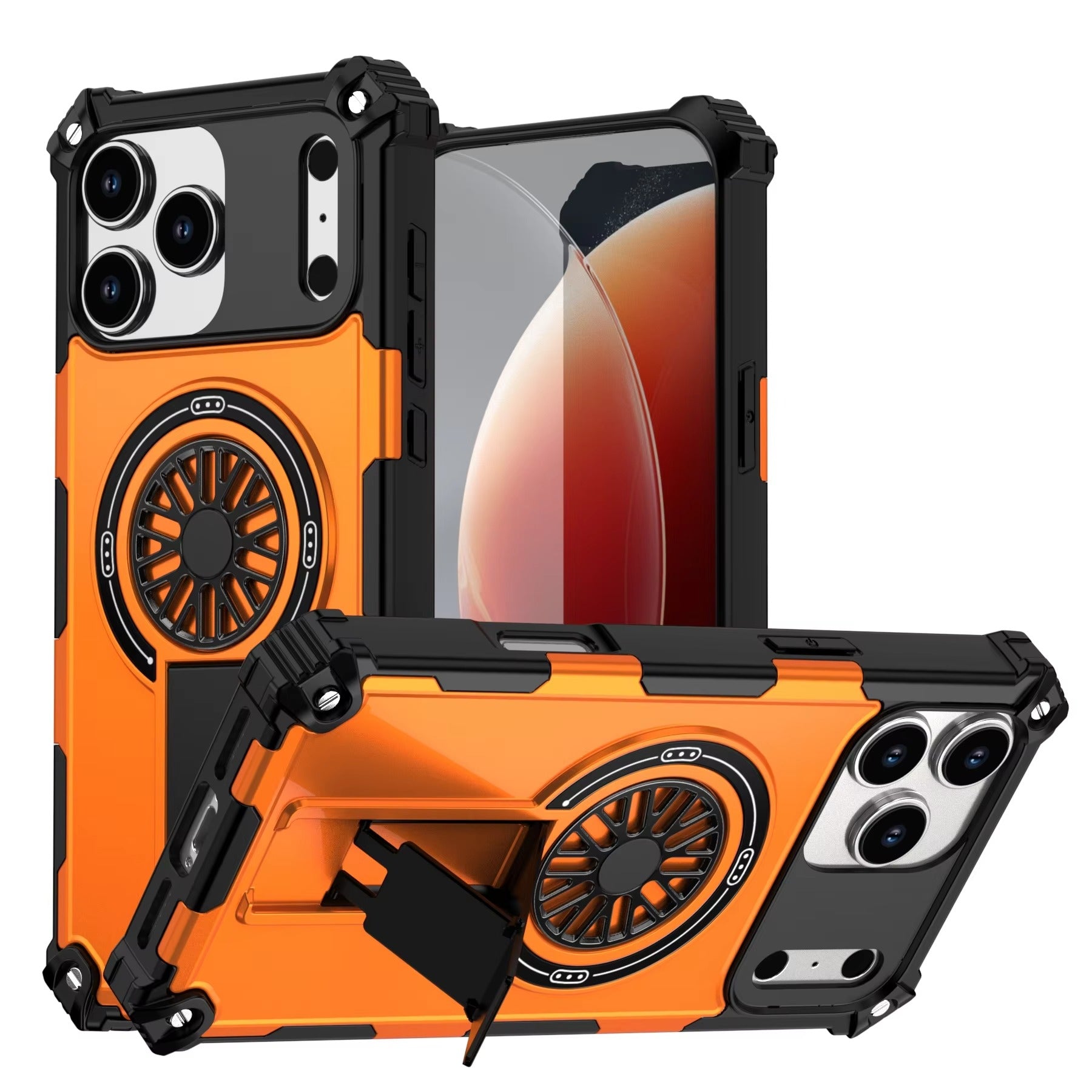 Luxury iPhone Case — Heavy-Duty Rugged Armor Magnetic MagSafe Wireless Charging Bracket Cover