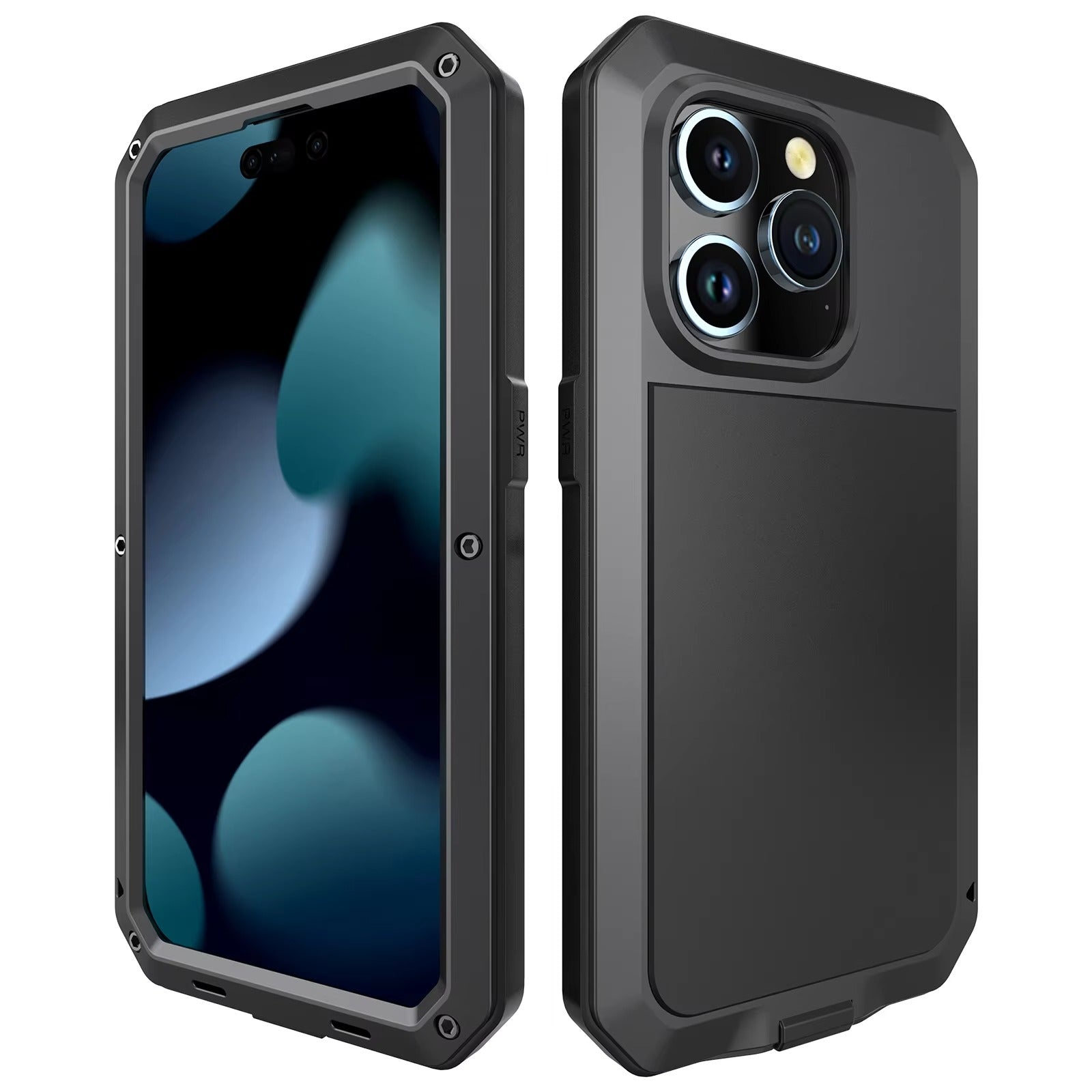 Luxury iPhone Case — Heavy Armor Aluminum Alloy Rugged Half-Wrapped Protective Cover with Shockproof Design & Gorilla Screen Protection