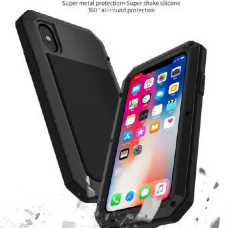 Luxury iPhone Case — Heavy Armor Aluminum Alloy Rugged Half-Wrapped Protective Cover with Shockproof Design & Gorilla Screen Protection