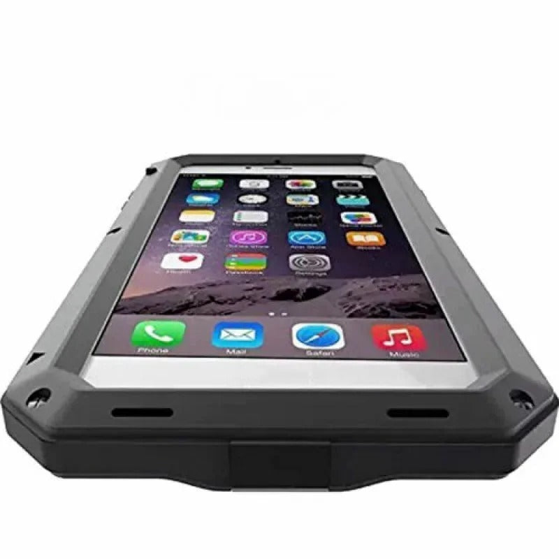 Luxury iPhone Case — Heavy Armor Aluminum Alloy Rugged Half-Wrapped Protective Cover with Shockproof Design & Gorilla Screen Protection