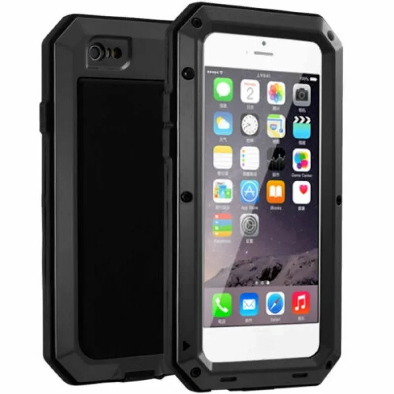 Luxury iPhone Case — Heavy Armor Aluminum Alloy Rugged Half-Wrapped Protective Cover with Shockproof Design & Gorilla Screen Protection