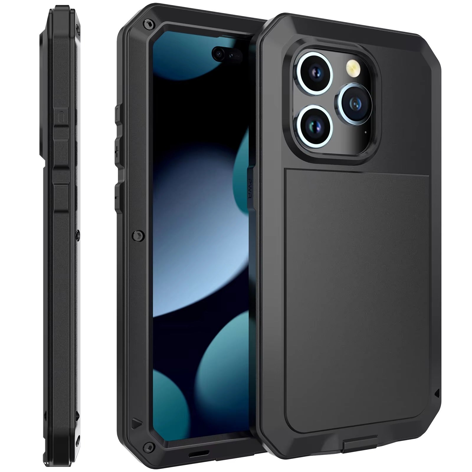 Luxury iPhone Case — Heavy Armor Aluminum Alloy Rugged Half-Wrapped Protective Cover with Shockproof Design & Gorilla Screen Protection