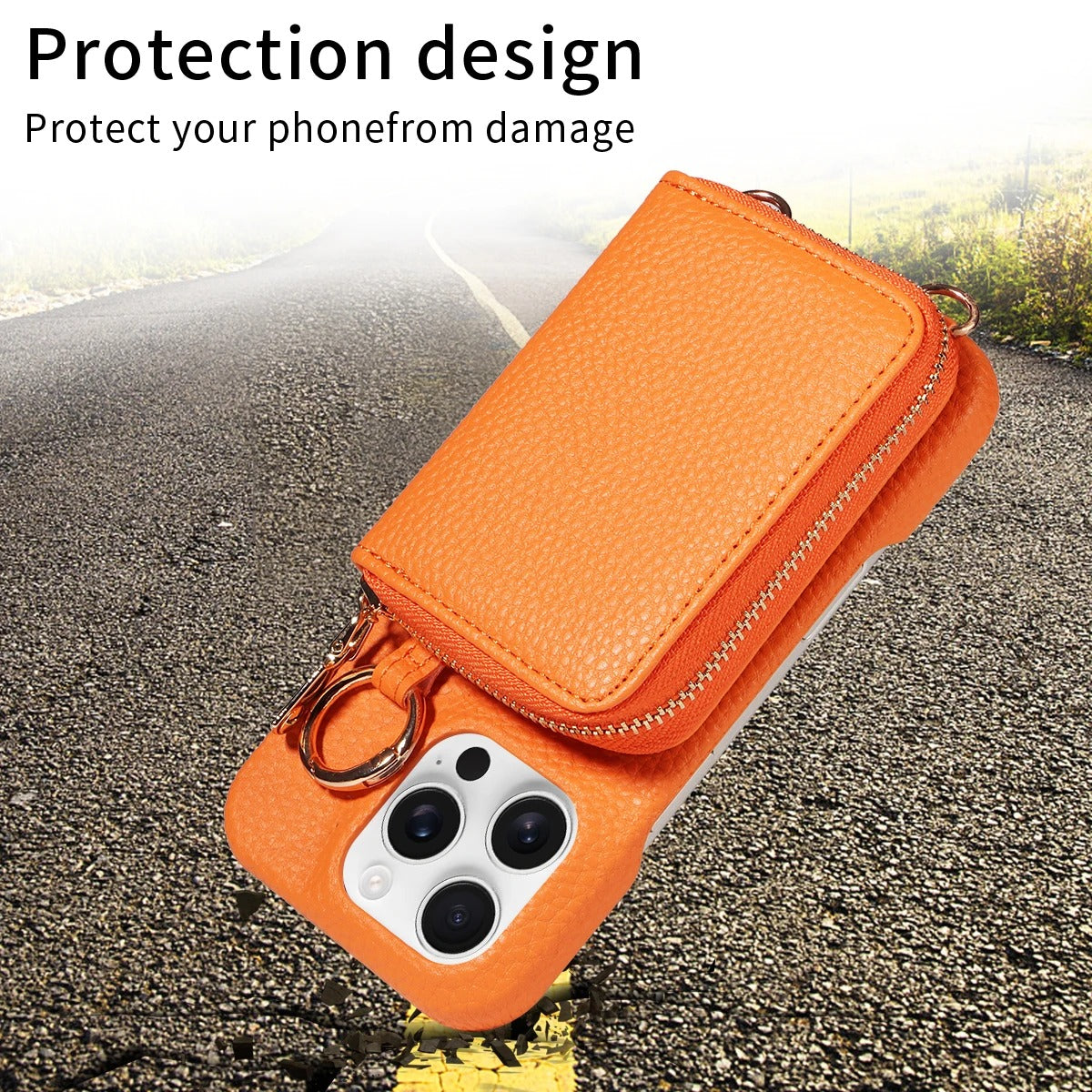 Luxury iPhone Case — High-Quality Faux Leather Crossbody Wallet with Card Slots, Ring Holder, Shockproof Anti-Scratch Full-Protection Design