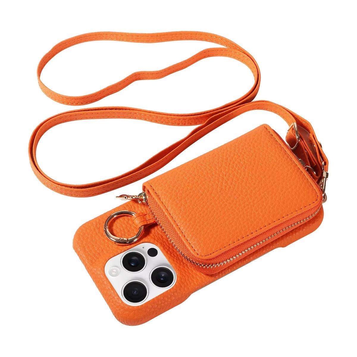 Luxury iPhone Case — High-Quality Faux Leather Crossbody Wallet with Card Slots, Ring Holder, Shockproof Anti-Scratch Full-Protection Design