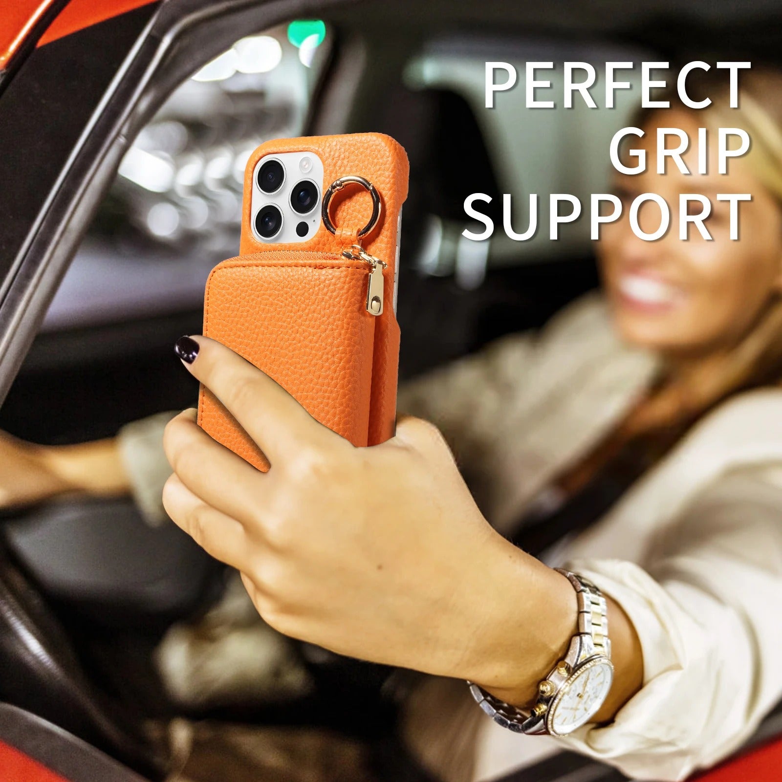 Luxury iPhone Case — High-Quality Faux Leather Crossbody Wallet with Card Slots, Ring Holder, Shockproof Anti-Scratch Full-Protection Design