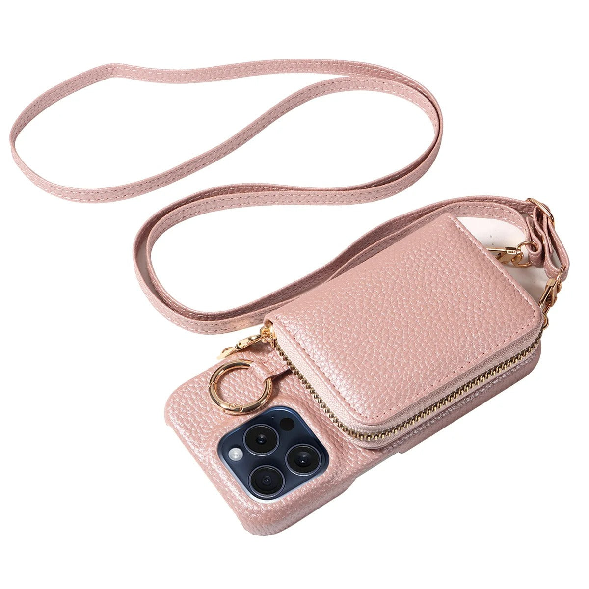 Luxury iPhone Case — High-Quality Faux Leather Crossbody Wallet with Card Slots, Ring Holder, Shockproof Anti-Scratch Full-Protection Design