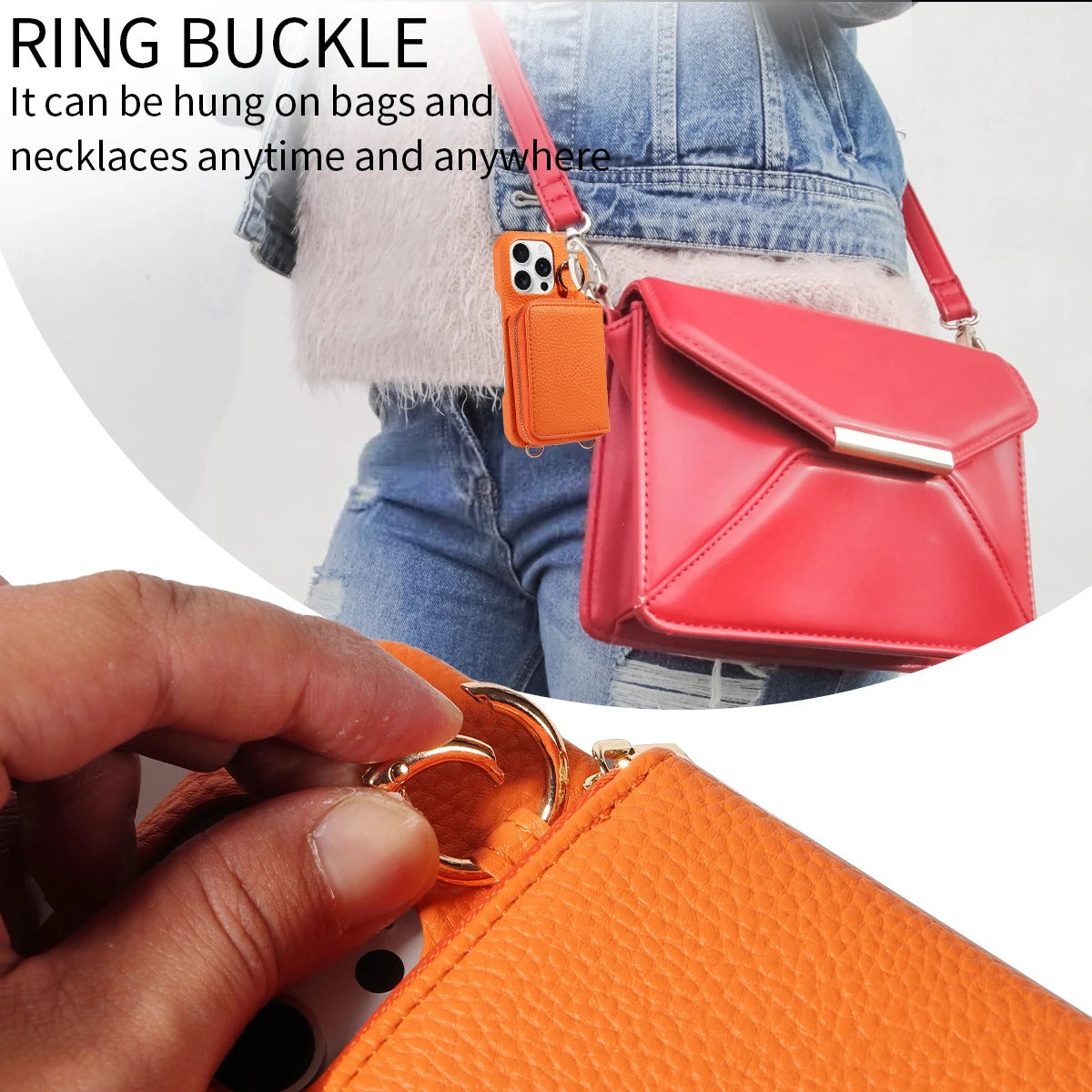 Luxury iPhone Case — High-Quality Faux Leather Crossbody Wallet with Card Slots, Ring Holder, Shockproof Anti-Scratch Full-Protection Design