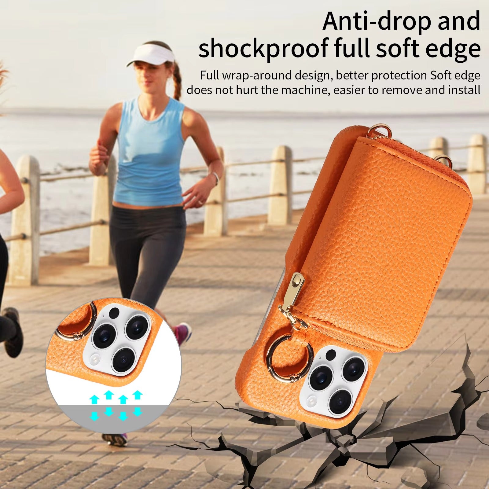 Luxury iPhone Case — High-Quality Faux Leather Crossbody Wallet with Card Slots, Ring Holder, Shockproof Anti-Scratch Full-Protection Design