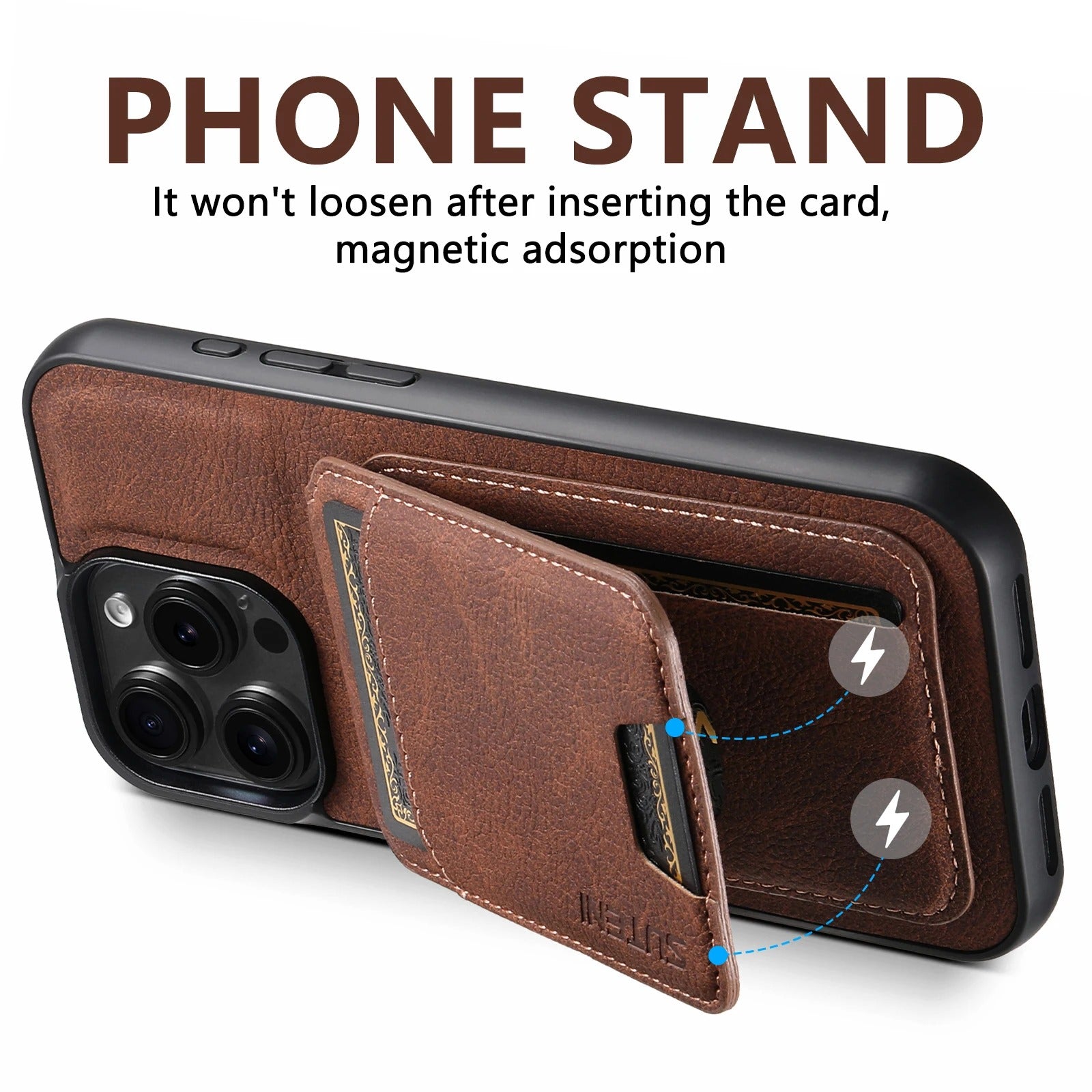Luxury iPhone Case — Leather Magnetic Wallet Cover with Card Holder Pocket, Non-Slip Anti-Scratch Protection & Slim Business Design
